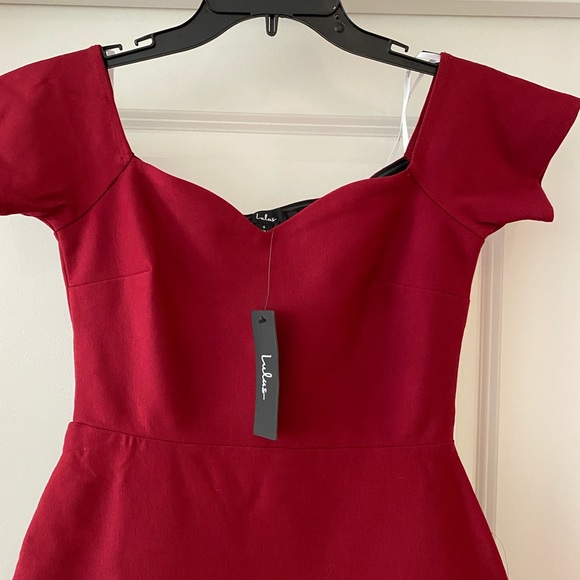 Lulu’s How Much I Care Off the Shoulder Dress Red - Picture 11 of 14